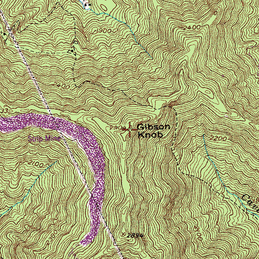 Topographic Map of Gibson Knob, TN