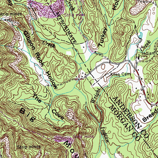 Topographic Map of Gibson Rock Hollow, TN