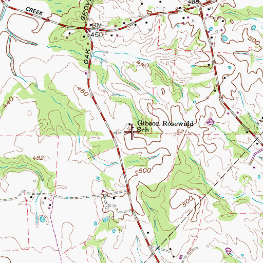 Topographic Map of Gibson Rosewald School, TN