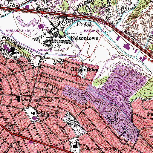 Topographic Map of Gibsontown, TN