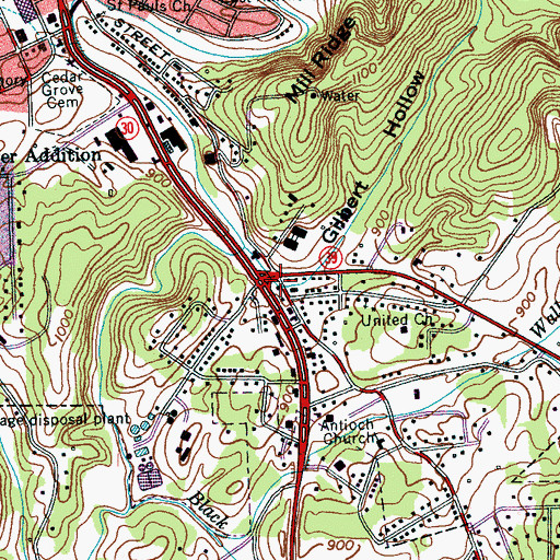 Topographic Map of Gilbert Hollow, TN