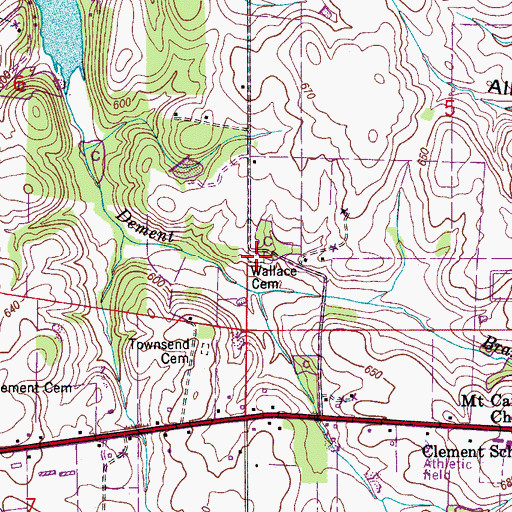 Topographic Map of Wallace Cemetery, AL