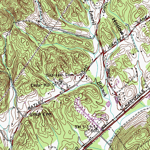 Topographic Map of Gilbreath Cemetery, TN