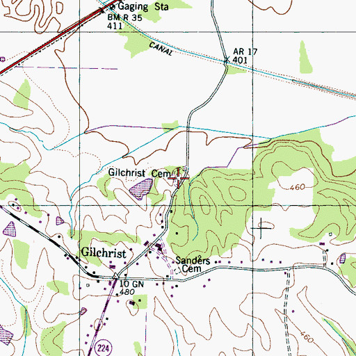 Topographic Map of Gilchrist Cemetery, TN