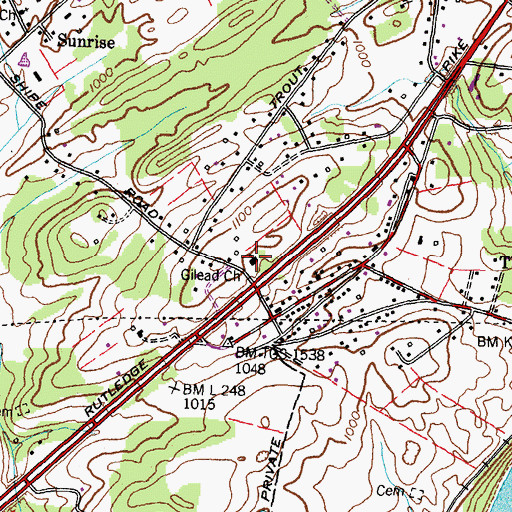 Topographic Map of Gilead Church, TN