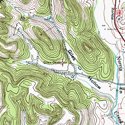 Topographic Map of Giles Cemetery, TN
