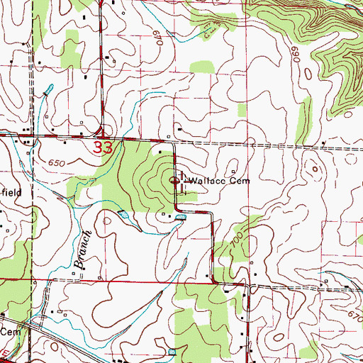 Topographic Map of Wallace Cemetery, AL