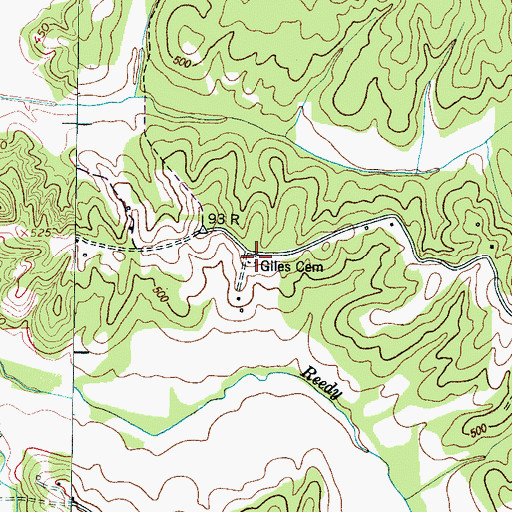 Topographic Map of Giles Cemetery, TN