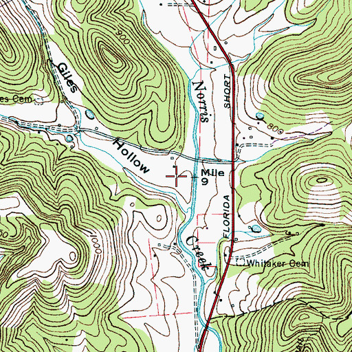 Topographic Map of Giles Hollow, TN