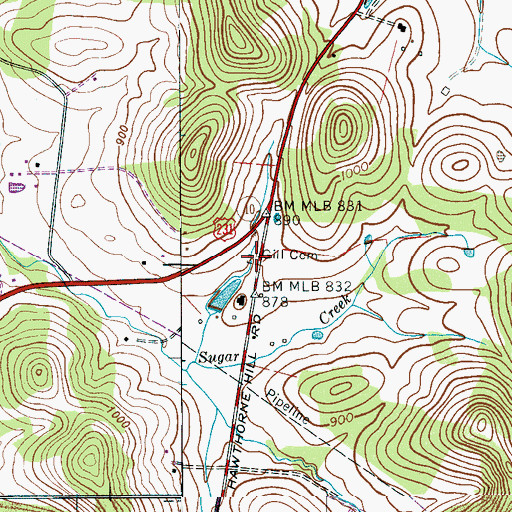 Topographic Map of Gill Cemetery, TN