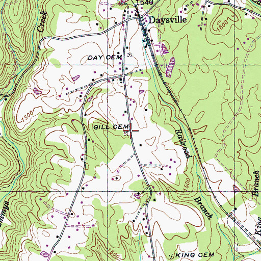 Topographic Map of Gill Cemetery, TN