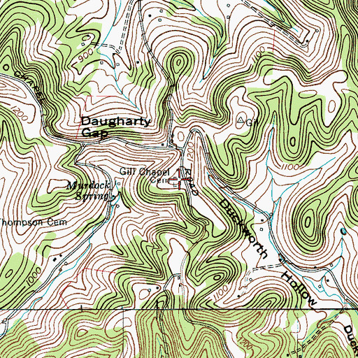 Topographic Map of Gill Chapel Cemetery, TN