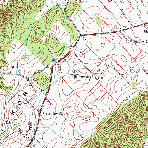 Topographic Map of Gillenwater Cemetery, TN