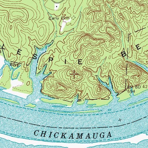 Topographic Map of Gillespie Bend, TN
