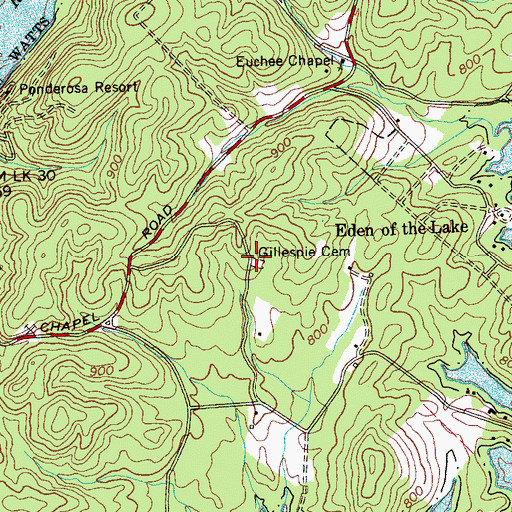 Topographic Map of Gillespie Cemetery, TN