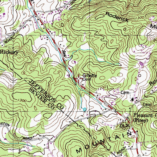 Topographic Map of Gillette Cemetery, TN