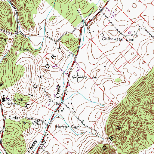 Topographic Map of Gilley Cemetery, TN