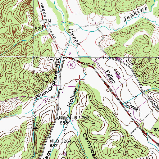 Topographic Map of Gilliam Hollow, TN
