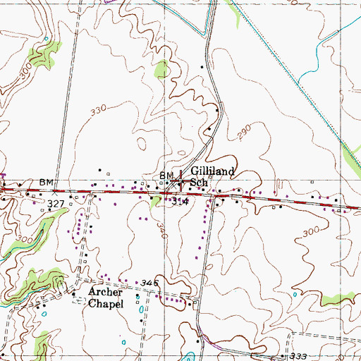 Topographic Map of Gilliland School, TN