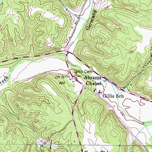 Topographic Map of Gillis Cemetery, TN