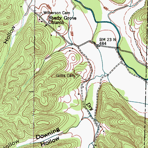 Topographic Map of Gillis Cemetery, TN