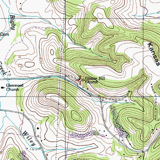 Topographic Map of Gilmer Hill Church, TN