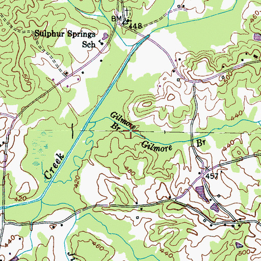 Topographic Map of Gilmore Branch, TN