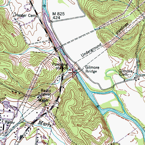 Topographic Map of Gilmer Bridge, TN
