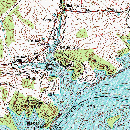 Topographic Map of Gilmore Dock, TN
