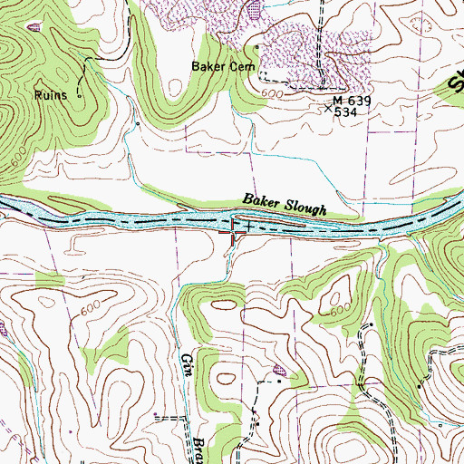 Topographic Map of Gin Branch, TN