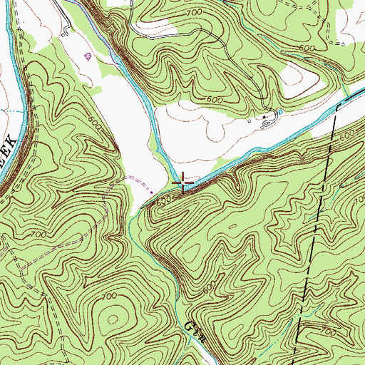 Topographic Map of Gin Branch, TN