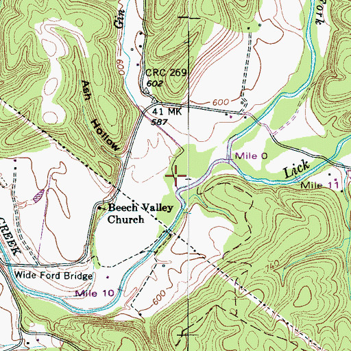 Topographic Map of Gin Branch, TN