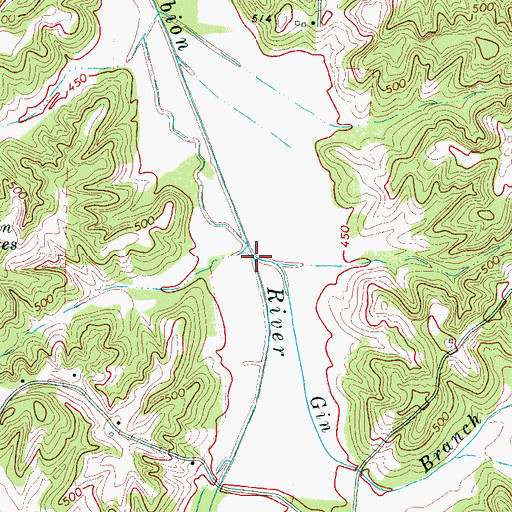 Topographic Map of Gin Branch, TN