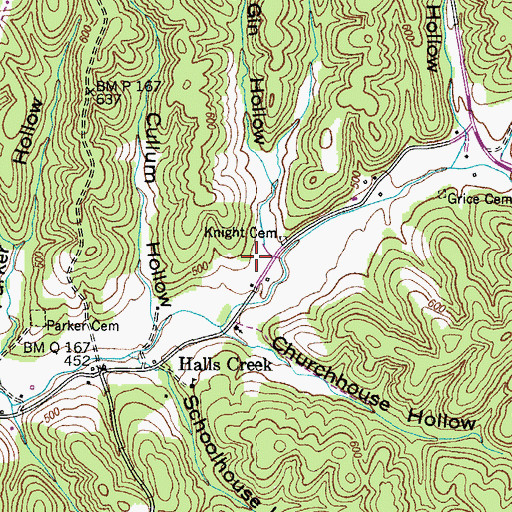 Topographic Map of Gin Hollow, TN