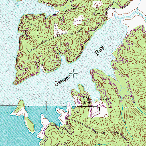Topographic Map of Ginger Bay, TN