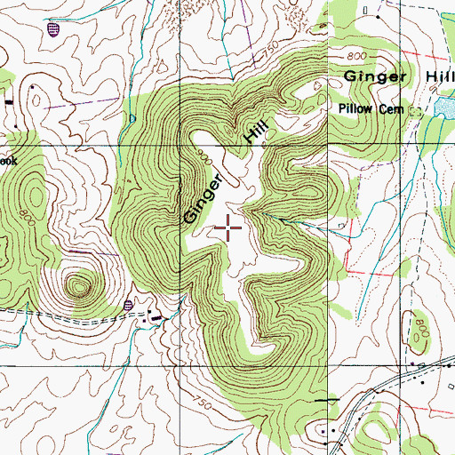 Topographic Map of Ginger Hill, TN