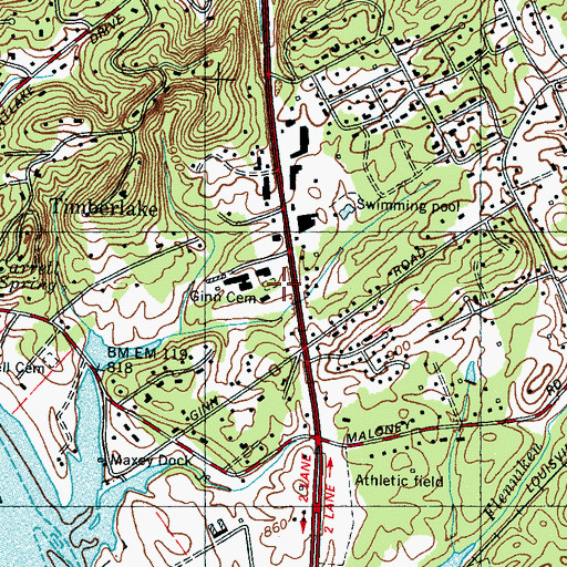 Topographic Map of Ginn Cemetery, TN
