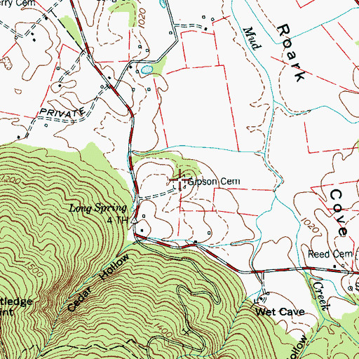 Topographic Map of Gipson Cemetery, TN