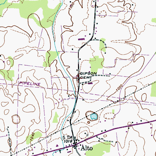 Topographic Map of Gipson Cemetery, TN
