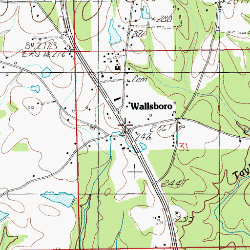Topographic Map of Wallsboro, AL