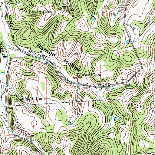 Topographic Map of Gipson Cemetery, TN
