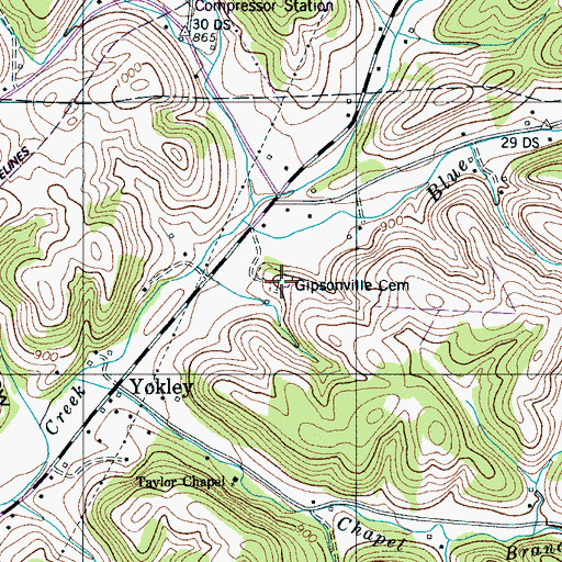 Topographic Map of Gipsonville Cemetery, TN