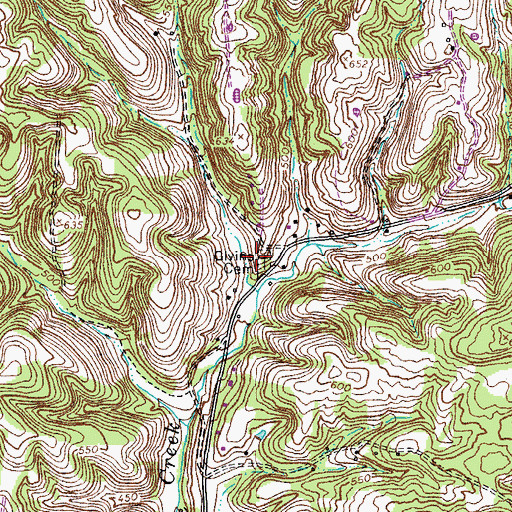 Topographic Map of Givins Cemetery, TN