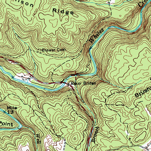 Topographic Map of Gladden Branch, TN