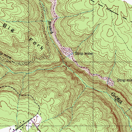Topographic Map of Glade Branch, TN