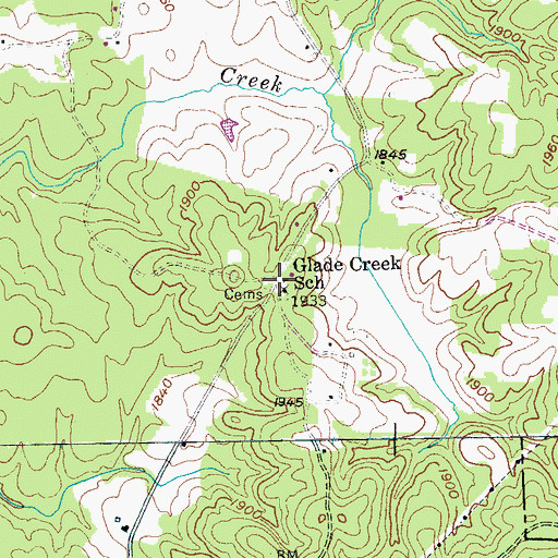 Topographic Map of Glade Creek School, TN