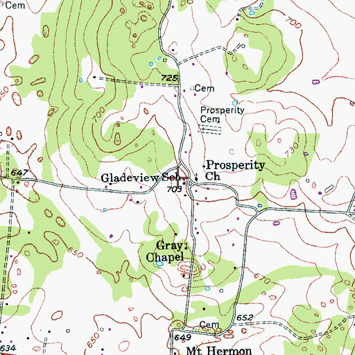 Topographic Map of Gladeview School, TN