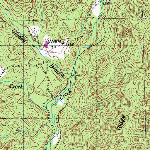 Topographic Map of Gladey Branch, TN