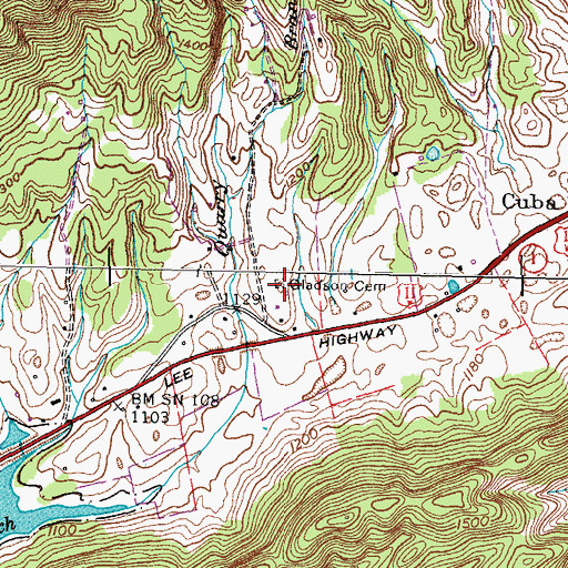 Topographic Map of Gladson Cemetery, TN