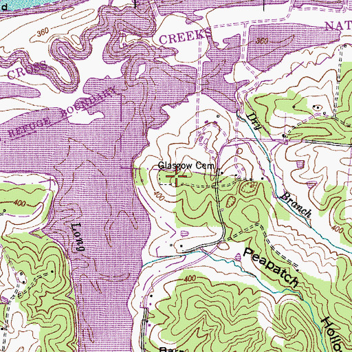 Topographic Map of Glasgow Cemetery, TN
